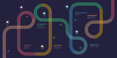  Vector flat style ciry railway scheme. Subway stations map top view