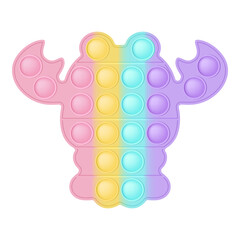 Pop it of a marine life popit trendy silicon fidget toys . Addictive antistress crayfish toy in pastel colors. Bubble developing popit for kids. Vector illustration isolated on a white background.