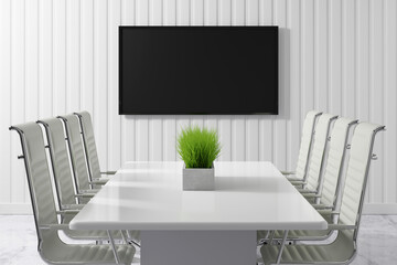 3D illustration Modern Office Meeting Room with Blank Screen TV