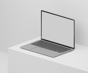 3D illustration Empty Screen Mock up Laptop Computer on white stand background