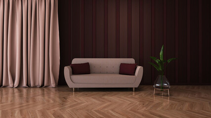 Room interior with Wall Background. 3D rendering ,3D illustration	
