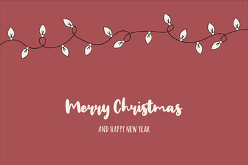 Christmas card with festive lights and wishes. Vector