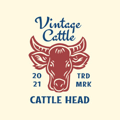 Fototapeta na wymiar Retro Vintage Cow Head Logo Illustration