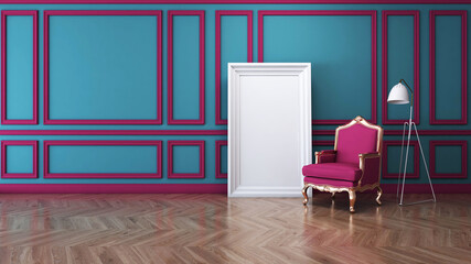 Room interior with Wall Background. 3D rendering ,3D illustration	