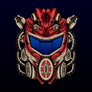 recommend clip art: Scouting robot mascot vector illustration