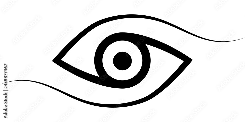 Poster logo eye calligraphic lines, vector elegant eye symbol insight foresight pride and sense unity