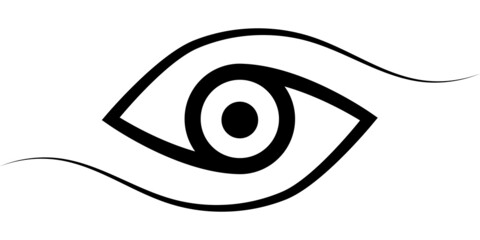 Logo eye calligraphic lines, vector elegant eye symbol insight foresight pride and sense unity
