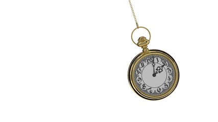 Plakat Pendulum of pocket watch isolated on white. 3D