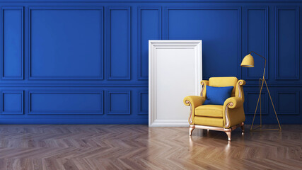 Room interior with Wall Background. 3D rendering ,3D illustration	
