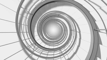 Endless modern spiral staircase. 3D render
