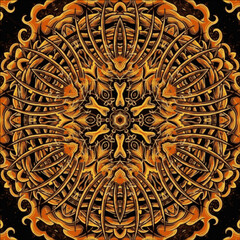 Geometric seamless pattern kaleidoscope illustration, Oriental style painting