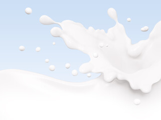 Splash of milk, splashing yogurt illustration, splash of yoghurt, drink illustration, 3d rendering