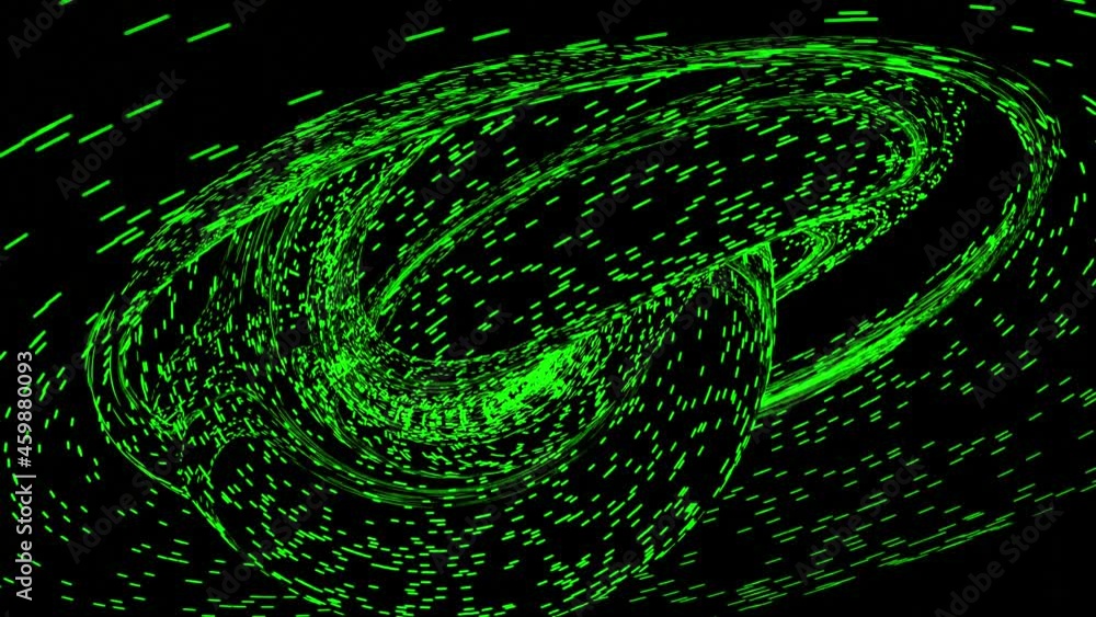 Poster outer space spinning and twisting object of colorful tiny particles. design. bending and moving spac
