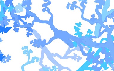 Light BLUE vector abstract pattern with leaves, branches.