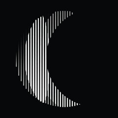 Lines in Semi Circle Form .  Vector Illustration .Technology round. Moon Logo . Design element . Abstract Geometric shape .