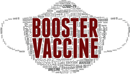 Covid-19 booster vaccine vector illustration word cloud isolated on white background. - obrazy, fototapety, plakaty