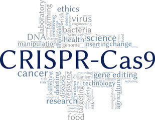 CRISPR - Clustered Regularly Interspaced Short Palindromic Repeats vector illustration word cloud isolated on white background.