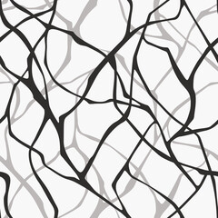 Vector black and white seamless pattern with bare branches.