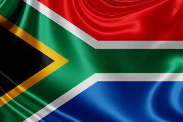 south africa fabric flag waving . 3D illustration