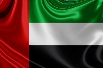 united arab emirates fabric flag waving . 3D illustration