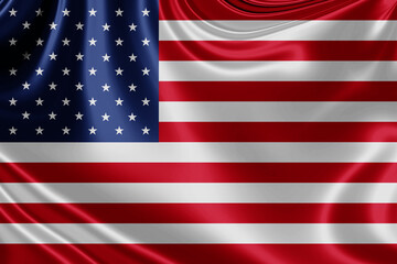 United States of America fabric flag waving . 3D illustration