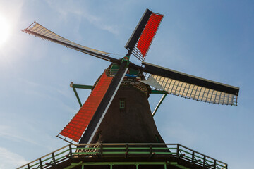 Dutch windmill in Zaanse Schans, Zaandam, Netherlands