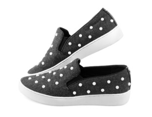 stylish shoe, sneaker or trainer isolated on white