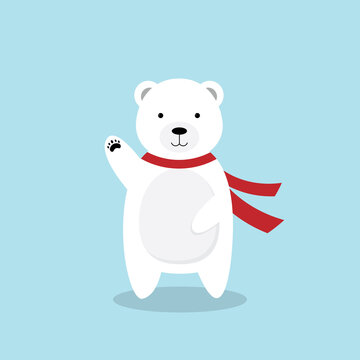 Cute cartoon polar bear waving.Idea for Christmas