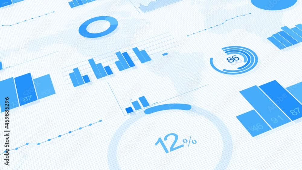 Poster 4k business information digital display with stock market charts loop animation background. financia