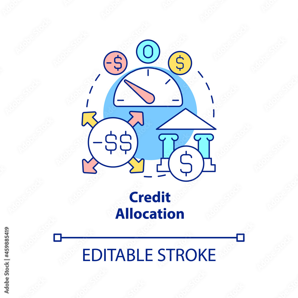 Aufkleber credit allocation concept icon. business efficiency increasing. credit granting process abstract ide