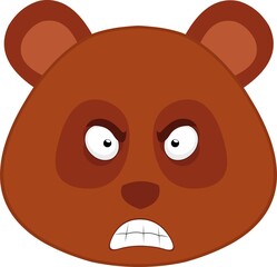 Vector emoticon illustration of the head of a cartoon polar bear with an angry expression and a red face