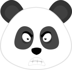 Vector illustration of the face of a cartoon panda bear, with an angry expression