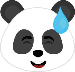 Vector emoticon illustration of the face of a cartoon panda bear with an expression of shame