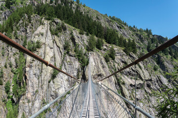 Aspi-Titter suspension bridge between Bellwald and Fieschertal