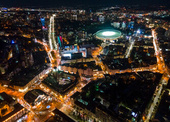 Night Kyiv. Aerial photography, drone.
