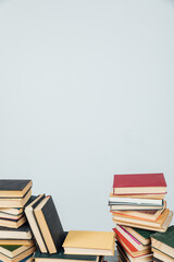 Stacks of books for teaching knowledge of the college university library white background