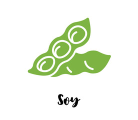 Soybean flat drawing. Soy bean vector. Soya isolated eps illustration