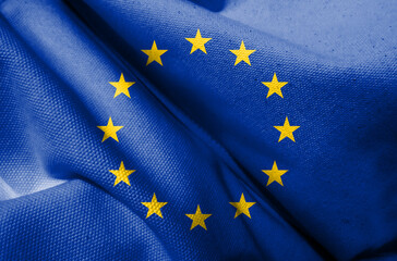 Closeup of grunge EU flag