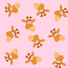 Naklejka premium Pattern for gift wrap with giraffe head on pink background