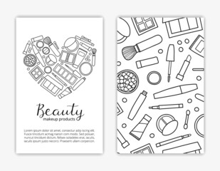 Card templates with doodle makeup products.