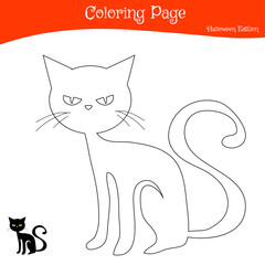 Coloring Page Halloween Edition. Halloween Color Book. Coloring Halloween worksheet page. Educational printable colouring worksheet. Fun activity for kids. Vector illustration.