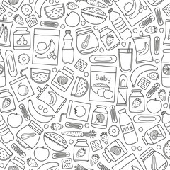 Seamless pattern with baby foods.