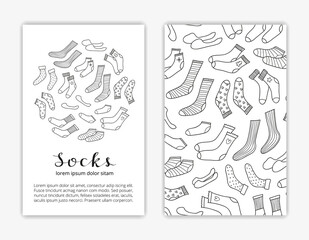 Card templates with hand drawn socks.