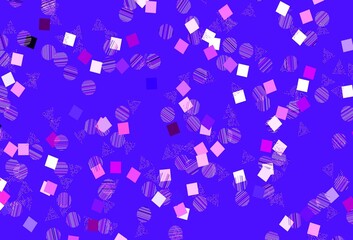 Light Purple, Pink vector template with crystals, circles, squares.