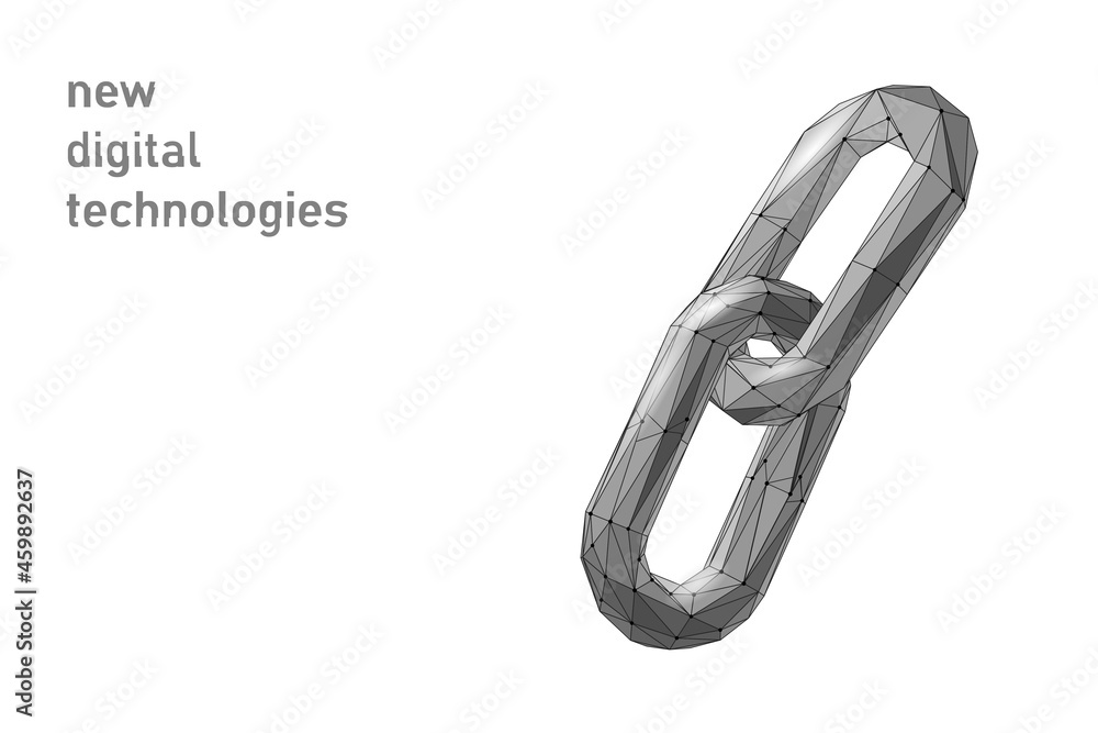 Aufkleber blockchain link sign low poly design. internet technology chain icon triangle polygonal hyperlink se