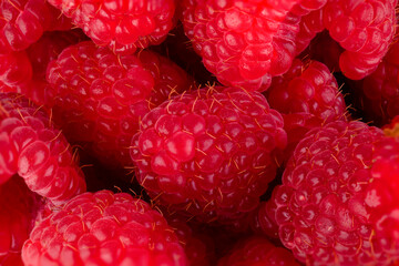 Fresh raspberries macro background
