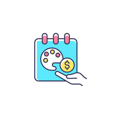 Paid sabbatical leave RGB color icon. Employee vacation. Extended break from work. Recovering from stress-related illness. Increase wellbeing. Isolated vector illustration. Simple filled line drawing