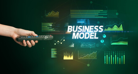 hand holding wireless peripheral, cyber business concept