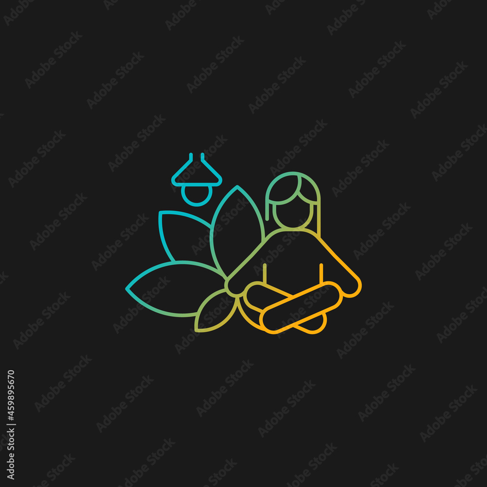 Poster meditation rooms gradient vector icon for dark theme. meditative space at work. creating relaxation 