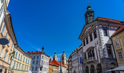 Ljubljana old town center buildings architecture facade